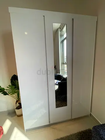 Sleek White Wardrobe with Mirror from Pan home