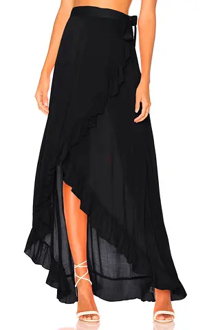 Elegant Black Maxi Skirt with Ruffle Detail