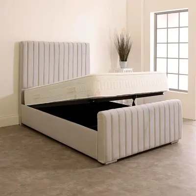 Elegant Grey Velvet Storage Bed with Hydraulic Lift
