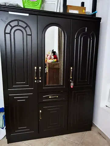 Stylish Black Wardrobe with Mirrors