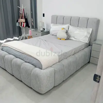 Stylish Grey Upholstered Bed