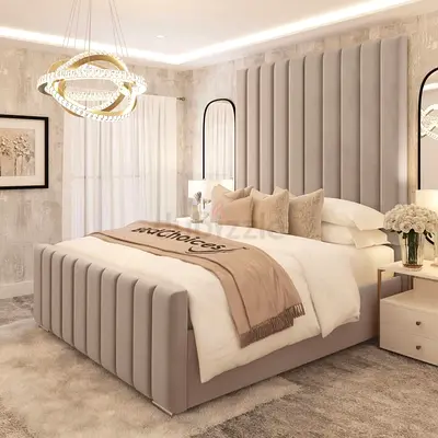 Sleek Modern Bed with High Headboard