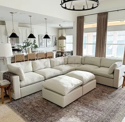 Spacious L-Shaped Sofa with Ottoman