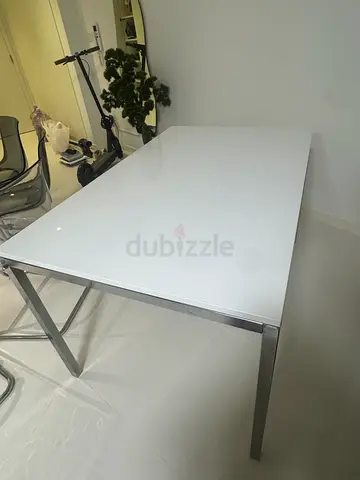 Sturdy Modern White Dining Table