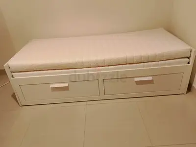 Ikea brimness Day bed frame with 2 big storage drawers underneath and with 2 Ikea mattresses