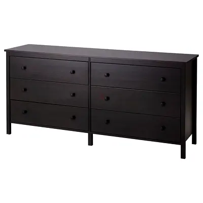 Stylish Black Dresser with Six Drawers