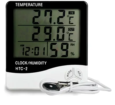 HTC-2 Indoor and Outdoor Large Screen Digital Display Temperature and Humidity Meter Time