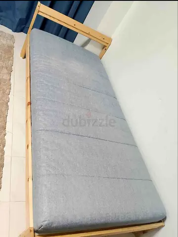 Ikea neiden pine bed frame with Ikea firm foam mattress