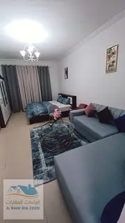 Furnished studio apartment for monthly rent in Ajman, located in Al Yasmin Towers, Al Jurf 2 area, v
