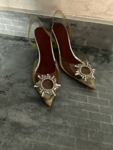 Elegant Open-Toe Heels with  Decorative Accents  brand name AMINA MUADDI