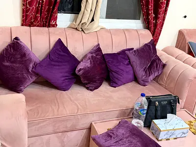 Elegant Pink Upholstered Armchairs in a Chic Living Room Setting