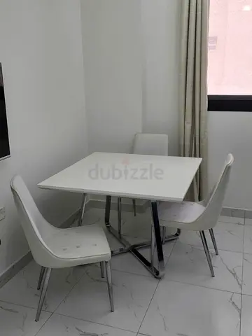 Modern White Dining Table Set with 3Chairs