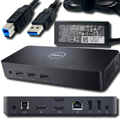 Dell D3100 USB 3.0/ Type C•Ultra HD Triple Video (1 xDisplayPort, 2x HDMI, 6x USB, RJ45) Docking