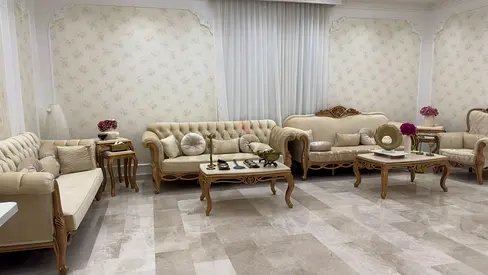Elegant Beige Living Room Sofa Set