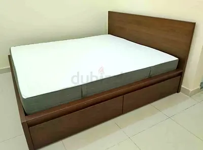 Ikea malam double‑size bed (140 × 200 cm) with 2 storage drawers underneath and an IKEA mattress