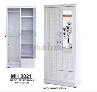 Stylish White Wardrobe with Mirror