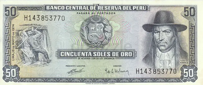 PERU 50 SOLES BANKNOTE 1974