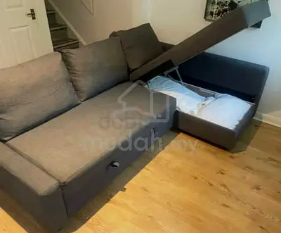 Comfortable Grey Sofa-bed with Storage