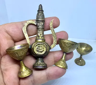 Mini Antique Arabic Coffee Pot with Cups Set