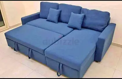 Comfortable Blue Sleeper Sofa with Storage
