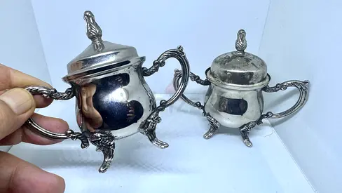 Vintage Silver Plated Sugar Bowl and Creamer Set