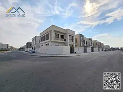 Luxury villa for sale in Ajman, Al Yasmin, with super deluxe finishing 🔥🔥. The villa boasts an