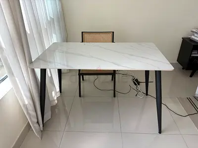 Sleek Modern Dining Table with Marble Top- EXCELLENT