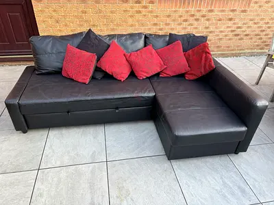 Comfortable Leather Sectional Sofa bed with storage