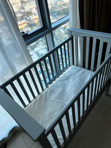 Pottery Barn grey baby crib, best quality  eco materials