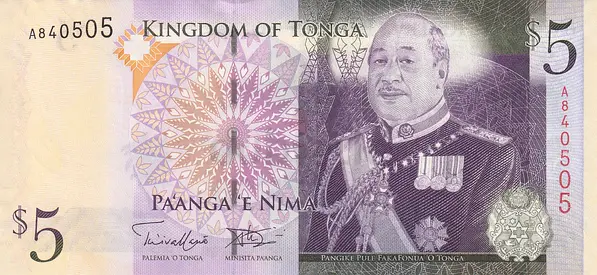 TONGA 5 PAANGA BANKNOTE 2009