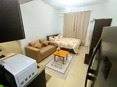 Furnished studio for monthly rent in Al Yasmeen Towers, Ajman. AED 3,400 incl. bills, internet, park