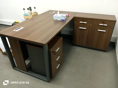 Modern Wooden Office Desk with Storage