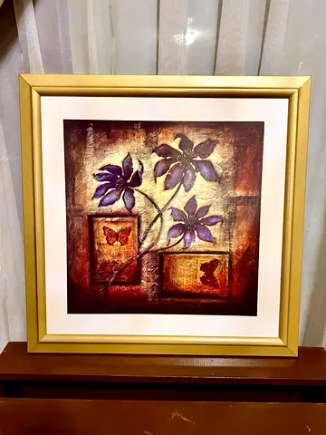 Framed Floral Art with Butterflies