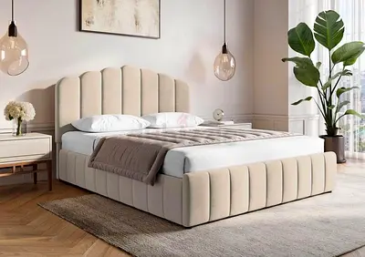Luxurious Soft Cream Upholstered Bed