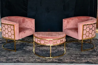 Luxury Pink Velvet Lounge Chair Set