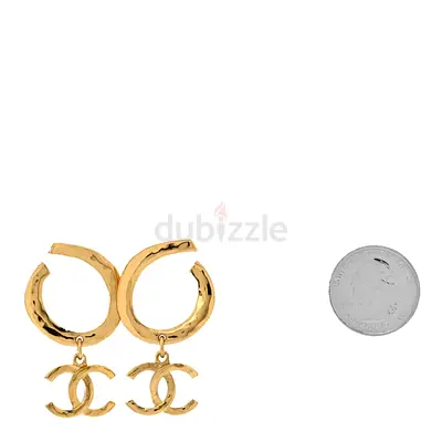Chanel 2022 large CC drop earrings in gold-plated metal authentic preloved