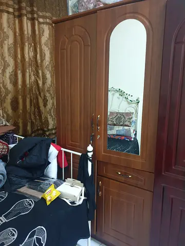 Sturdy Wooden Wardrobe with Mirror