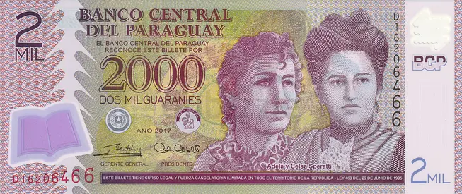 PARAGUAY 2000 GUARANIES BANKNOTE 2017