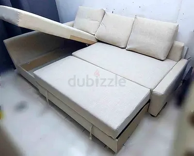 Comfortable Beige Sofa Bed with Storage