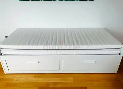 Ikea brimness Day bed frame with 2 big storage drawers underneath and with 2 Ikea mattresses