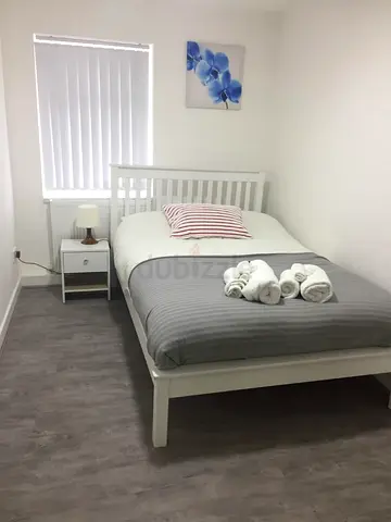 Modern White Bed with Nightstand