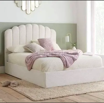 Elegant Queen Size Bed with Soft Upholstery springs mattress