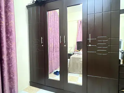 Stylish Brown Wardrobe with Mirror Doors