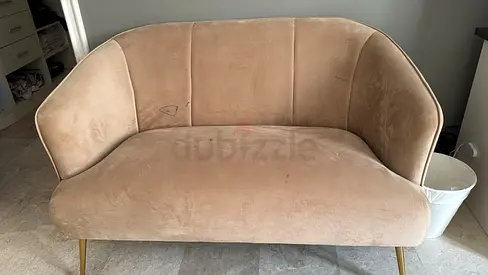 Stylish Velvet Sofa in Soft Beige