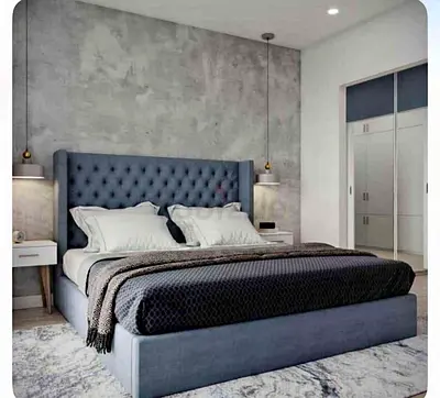 Stylish Upholstered King Size Bed with Elegant Headboard