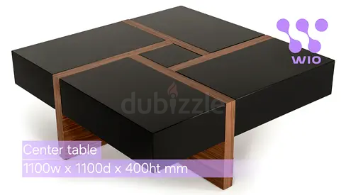 Modern Center Table in Black and Wood Finish