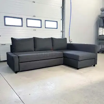 Modern Grey L-Shaped Sofa-bed with Chaise Lounge