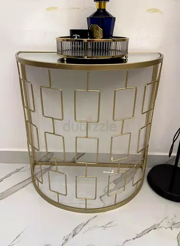 Elegant Gold Frame Side Table with Glass Top