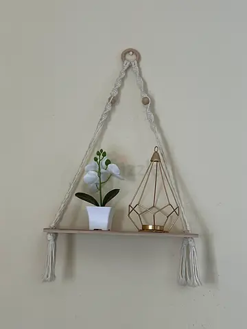 Charming Wall-Mounted Shelf with Decorative Plant and Lantern