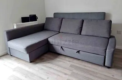 Modern L-Shaped Gray Sofa with Storage
